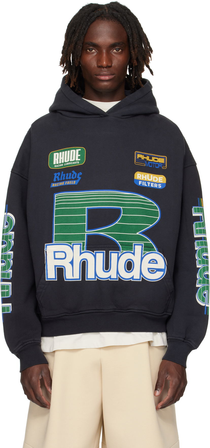 Dukserice Rhude Rhude Roadway Racing Hoodie Crna | RHPF25HO08012