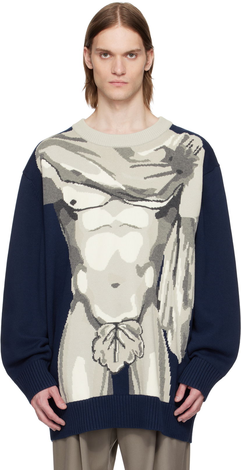 Džemper Charles Jeffrey Loverboy Charles Jeffrey LOVERBOY Bust Graphic Sweater Tamnoplava | 54091001