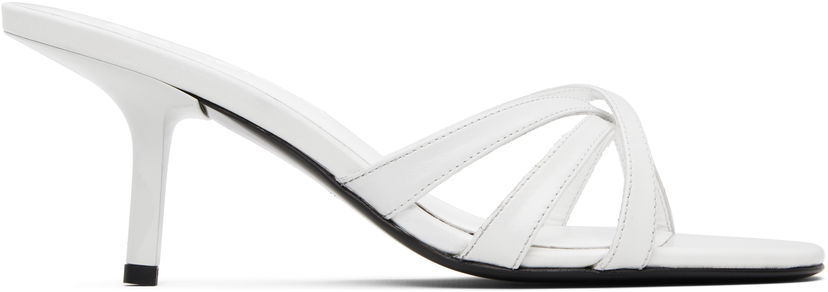Njega cipela BY FAR BY FAR Julie Creased Calf Leather Heeled Sandals Bijela | MWFHO020CL034WH025PL