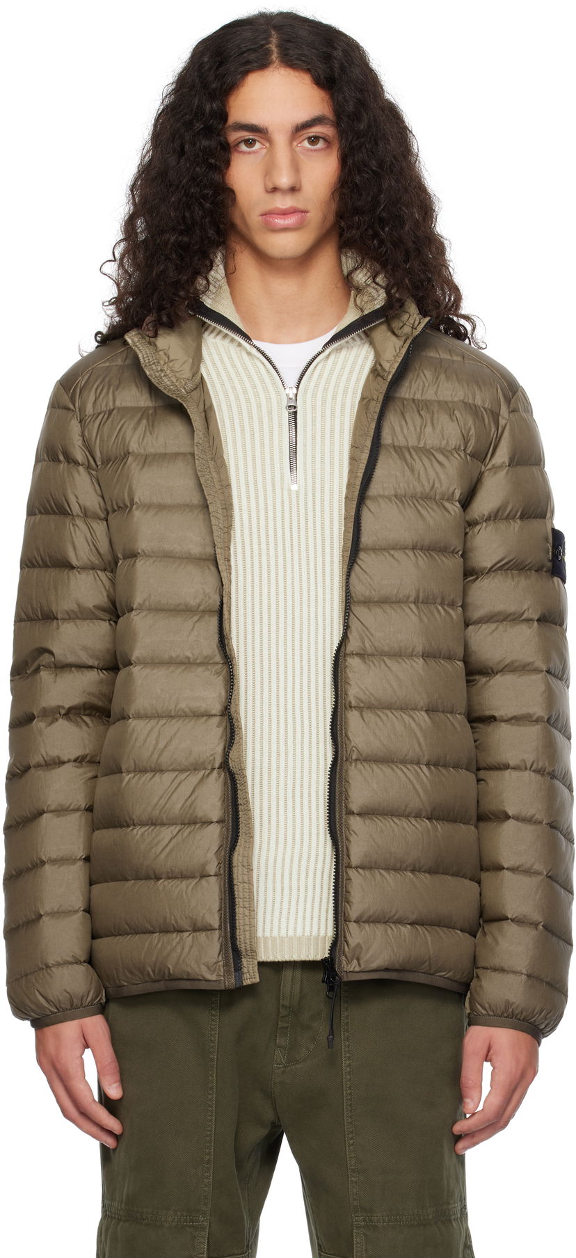 Pernata jakna Stone Island Loom Woven Chambers Down Jacket Smeđa | 811542924