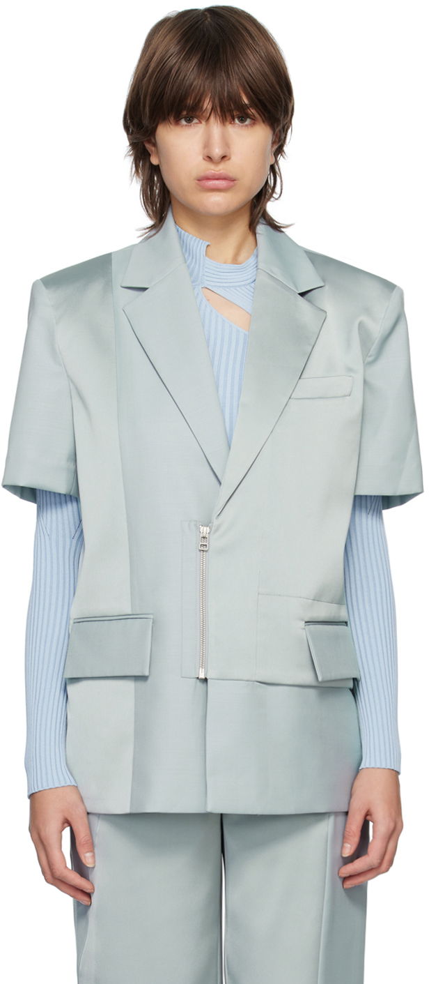 Jakna Feng Chen Wang Feng Chen Wang Short Sleeve Blazer Plava | FMS15JK07