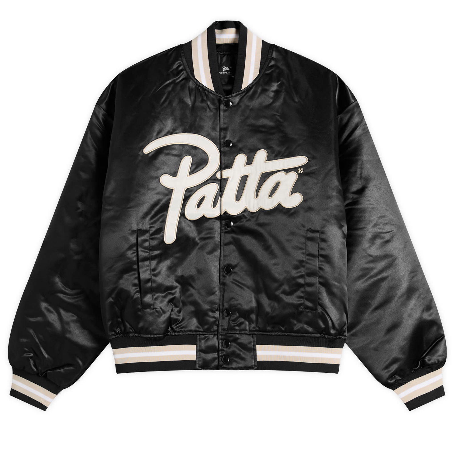 Bomber jakna Patta Patta Script Logo Satin Varsity Jacket, Size Small Crna | POC-AW25-5000-348-0016-001, 0