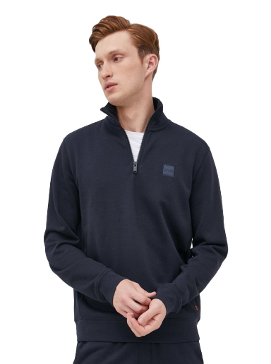 Dukserice BOSS Logo Patch Zip-Neck Sweatshirt Tamnoplava | 50468926