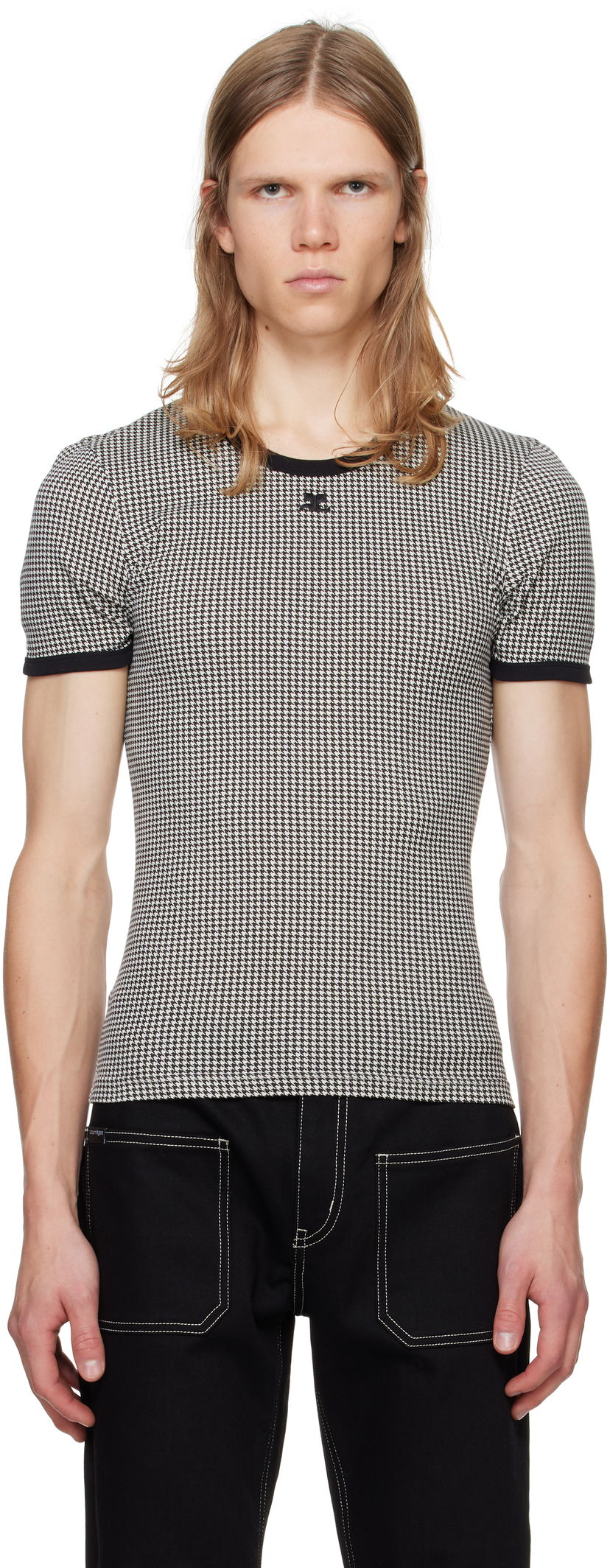 Majica kratkih rukava Courrèges Courrèges Houndstooth Print T-Shirt Bijela | 324JTS020JS0167