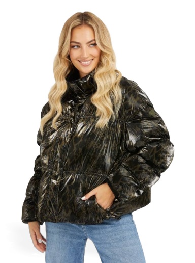 Pernata jakna GUESS Phyton Print Crna | W3BL29WFQX0
