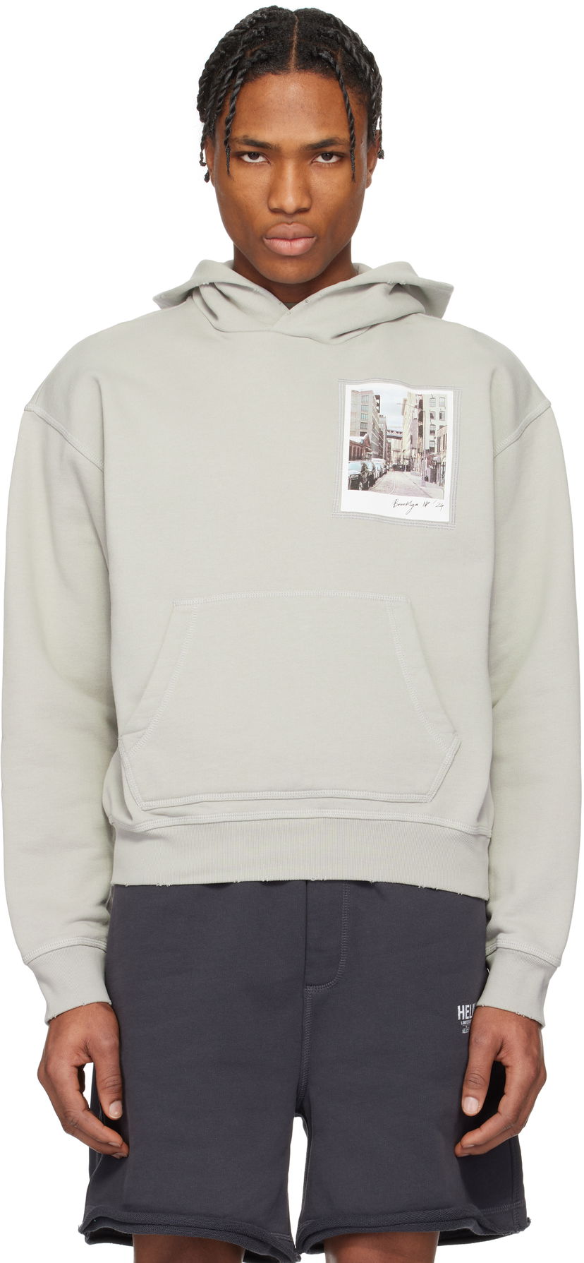 Dukserice Helmut Lang Helmut Lang Brooklyn Postcard Hoodie Siva | O10HM520