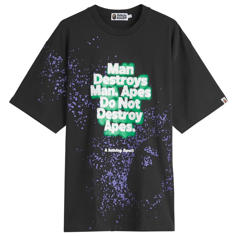Majica kratkih rukava BAPE Spray Print Slogan T-Shirt Crna | 001CSK801313M-BLK