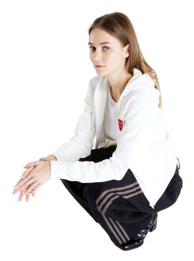 Dukserice Comme des Garçons Double Heart Zip Hoodie Bijela | AZT293 white