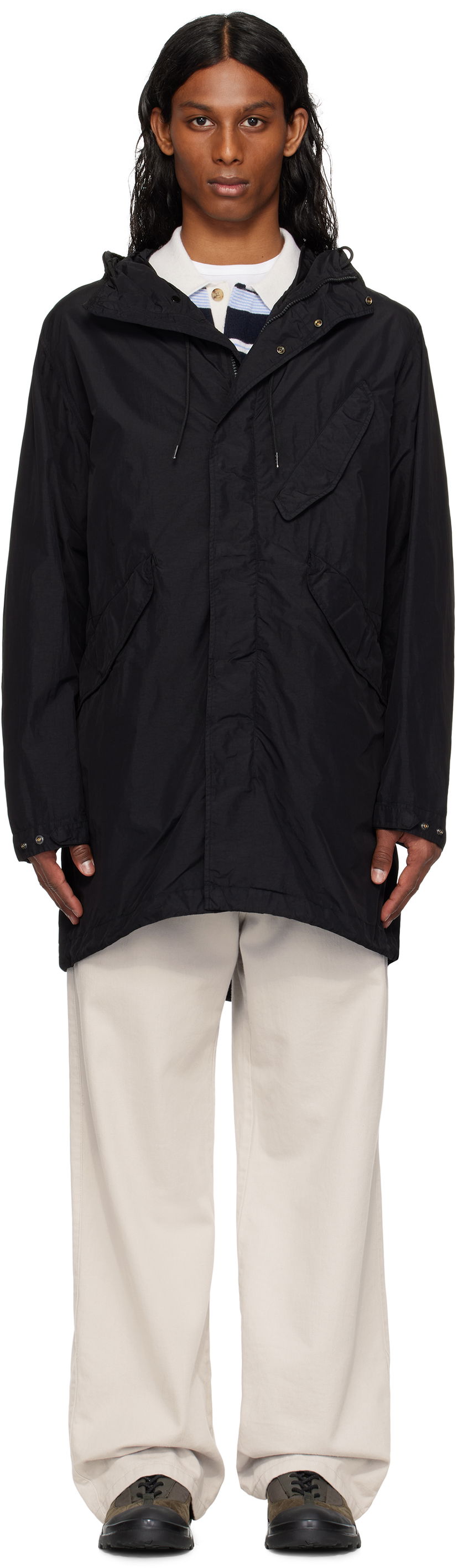 Vjetrovka C.P. Company C.P. Company Flatt Nylon Goggle Fishtail Parka Crna | 18CMOW064A-005991G