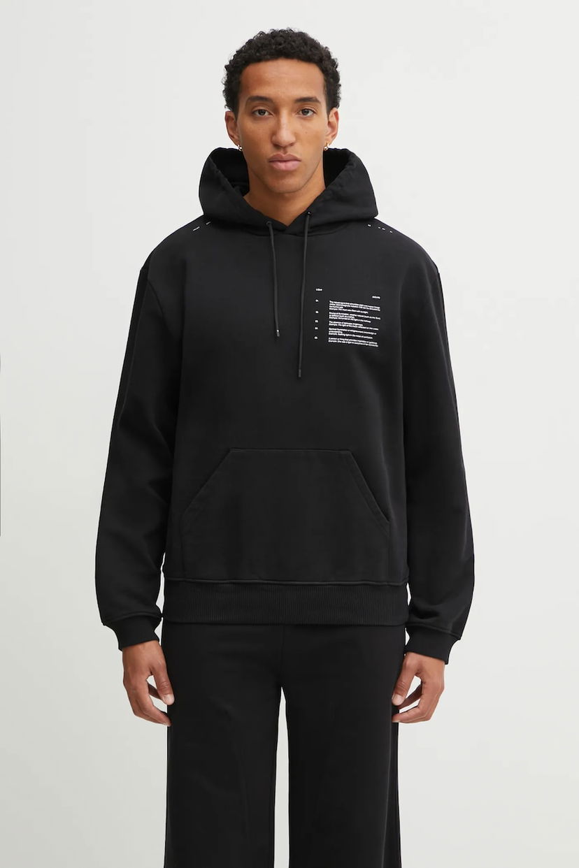 Dukserice HELIOT EMIL Cotton Printed Hoodie Crna | AW25.M.08.087.BLK01