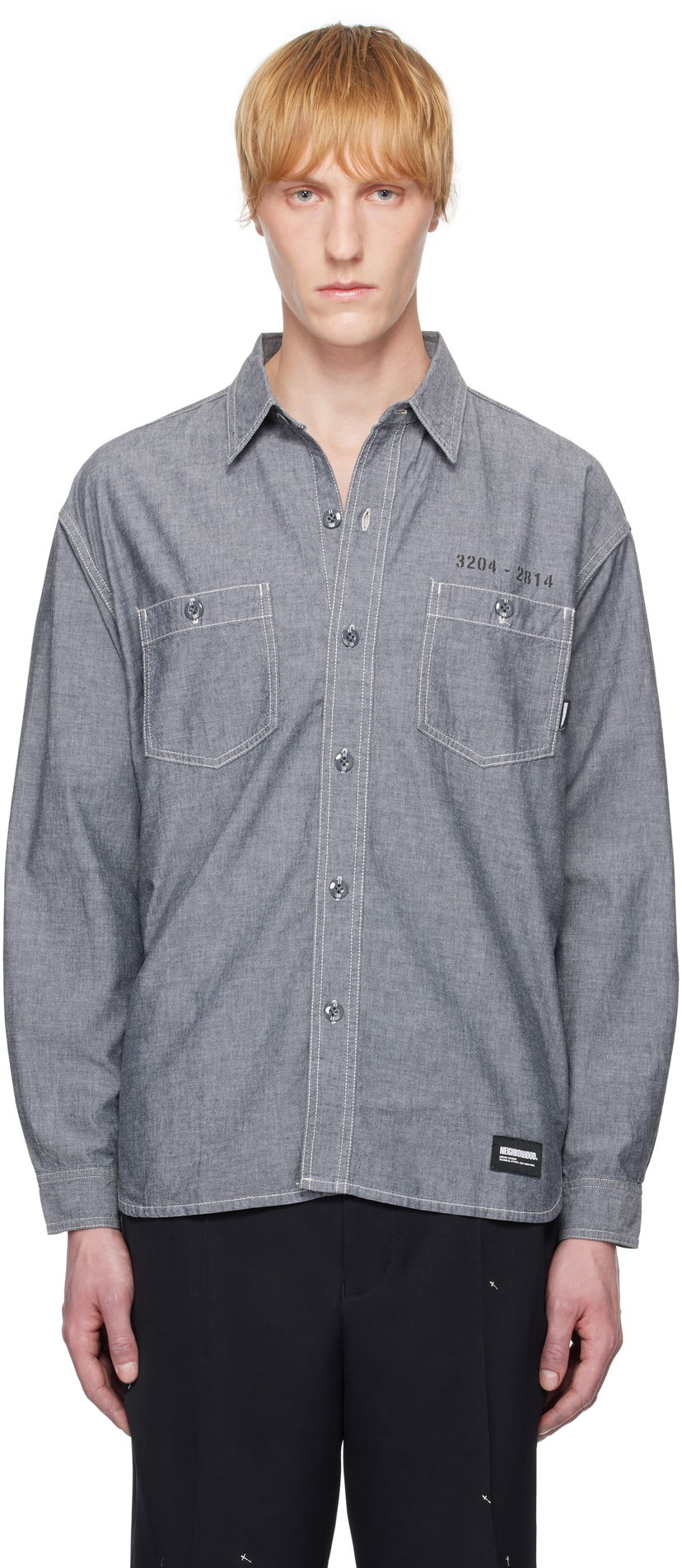 Košulja Neighborhood Neighborhood Chambray Long Sleeve Shirt Siva | 251ARNH-SHM02