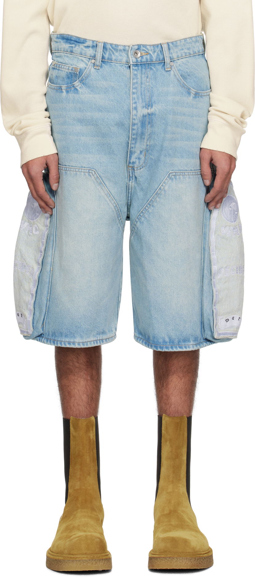 Kratke hlače Who Decides War Who Decides War Side Embroidery Denim Shorts Plava | 1121020008SS25