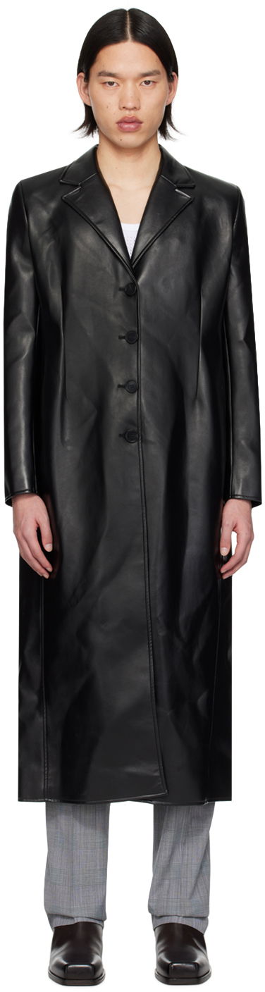 Kaputi Coperni Coperni Button Faux-Leather Longline Coat Crna | COPM20829MEN
