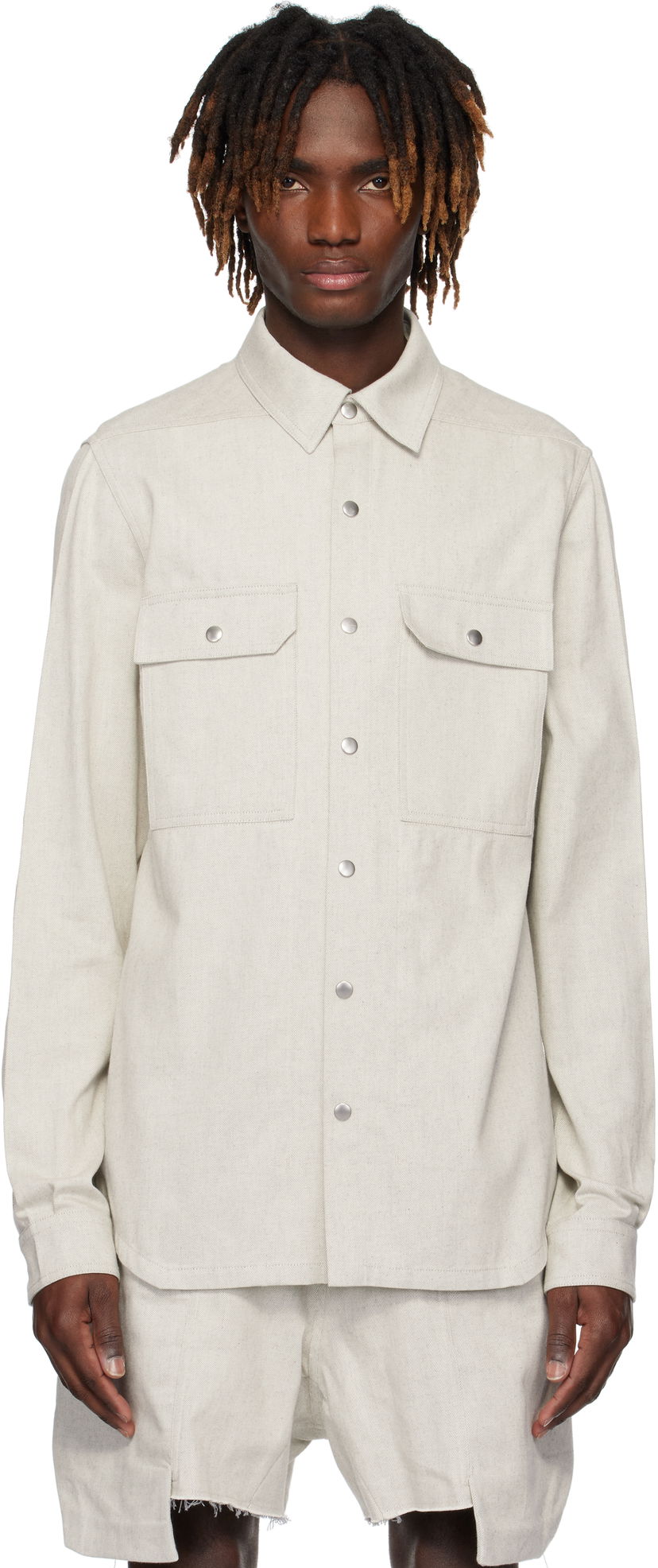 Košulja Rick Owens Rick Owens Hollywood Denim Overshirt Bež | RU01E5729 DRD