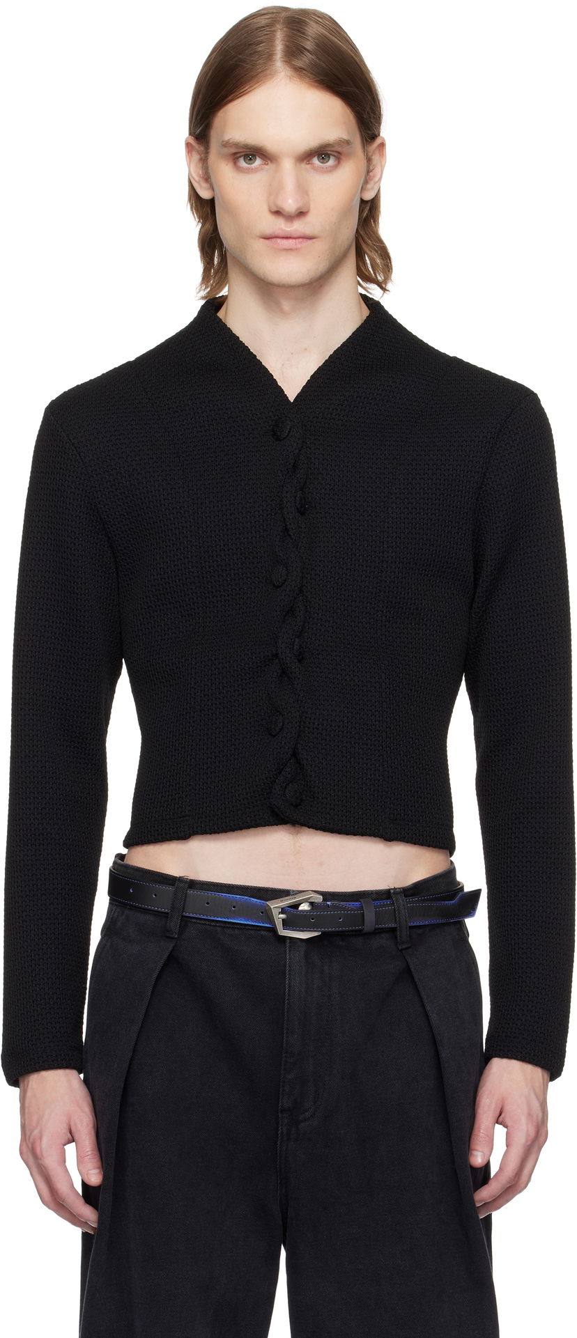 Džemper ADER ERROR ADER error Cropped Cable Knit Cardigan Crna | BO01SSKT0702BK