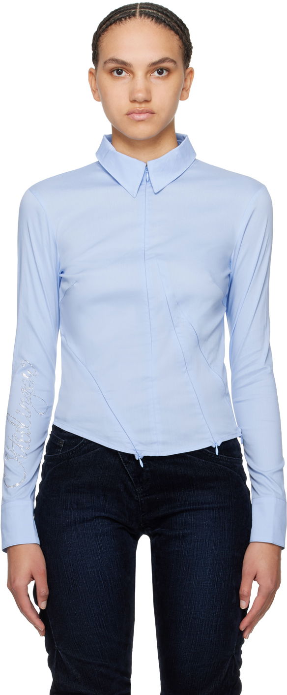 Košulja Ottolinger Ottolinger Zip Fitted Shirt Plava | 1103004