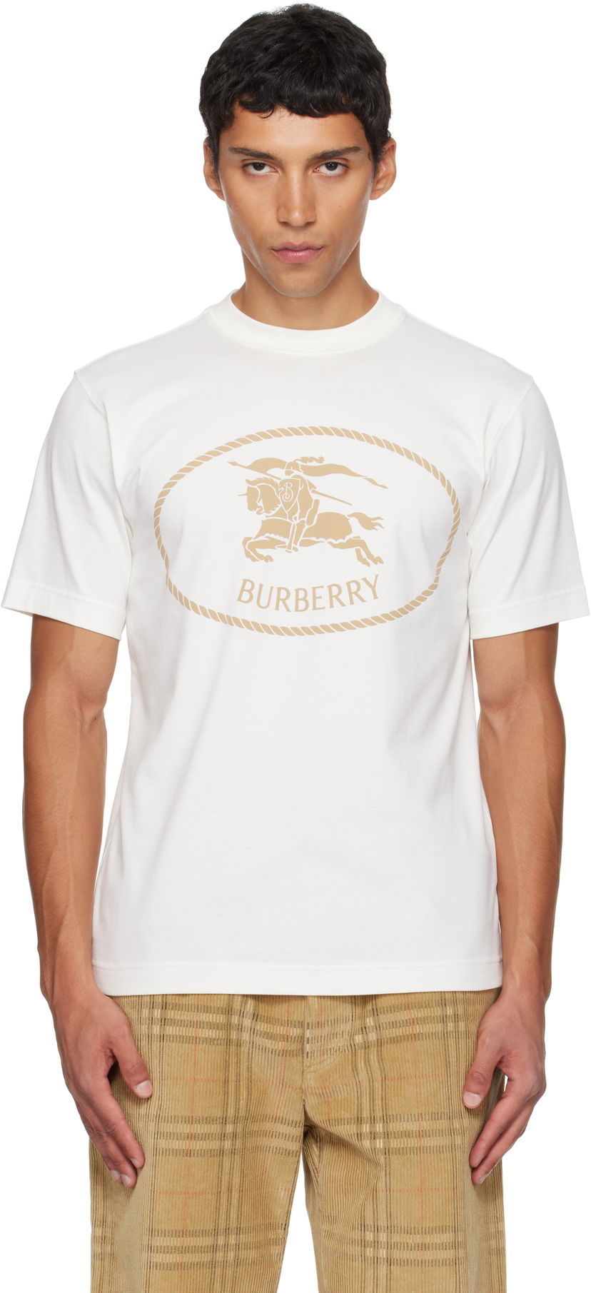 Majica kratkih rukava Burberry Burberry Knight Stamp Cotton T-Shirt Bijela | 8110112