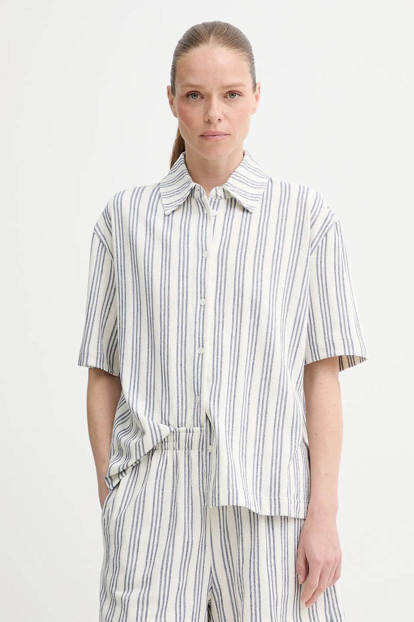 Košulja Samsoe Samsoe Samsøe Samsøe Sakaaja Striped Linen Shirt and Shorts Set Plava | F25200036