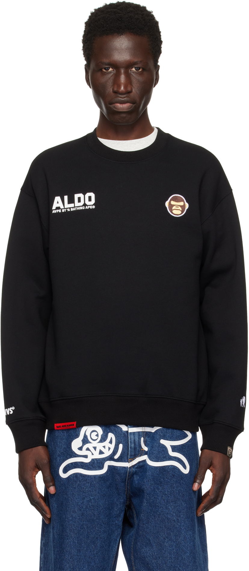 Dukserice AAPE by A Bathing Ape AAPE by A Bathing Ape 'AAPER Aldo' Sweatshirt Crna | AAPSWMB377XXNBKX