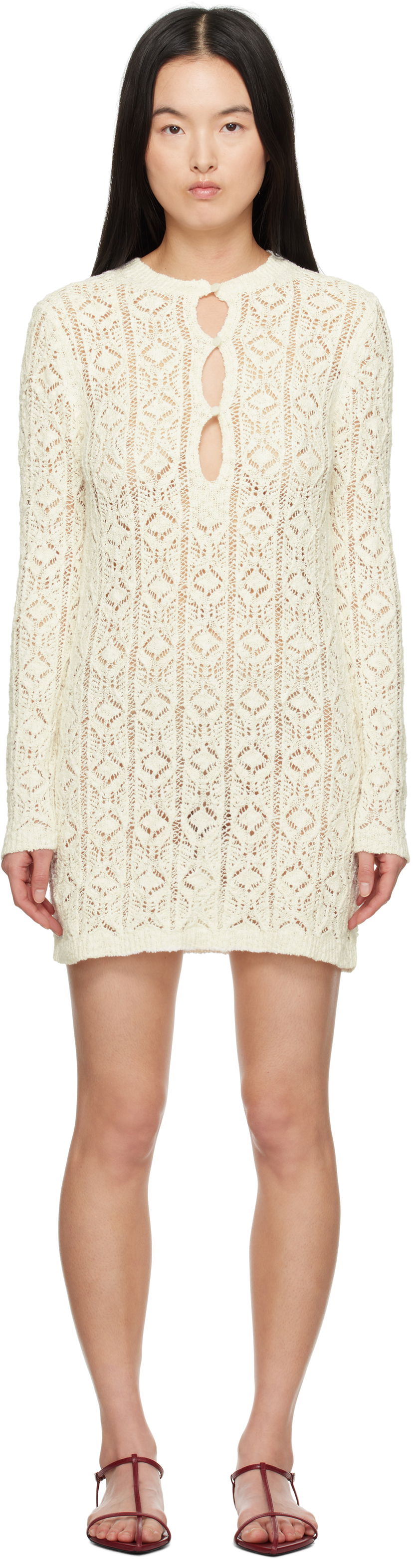 Haljina Loulou de Saison Loulou de Saison Evan Knit Minidress Bijela | EVAN