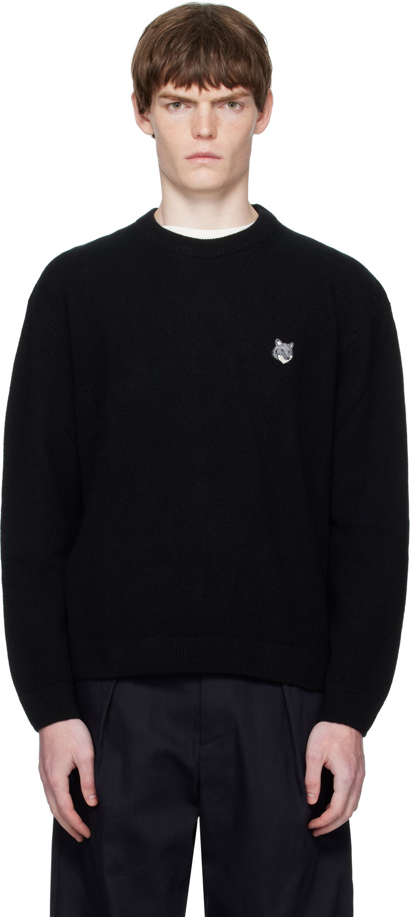 Džemper MAISON KITSUNÉ Maison Kitsuné Fox Head Lambswool Sweater Crna | PM00803KT1006