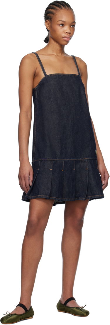 Haljina GANNI GANNI Denim Pleated Mini Dress Plava | J1622, 3