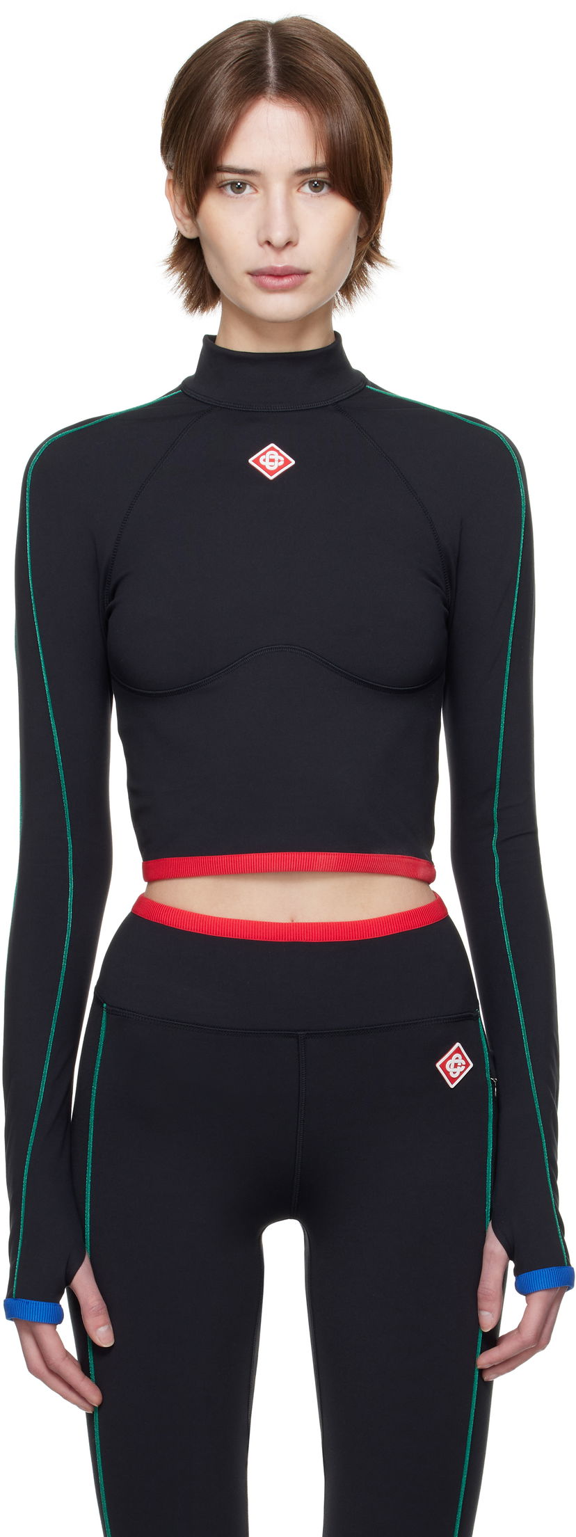 Crop top Casablanca Casablanca Raglan Sleeve Sport Top Crna | WPS25-ACT-027-01