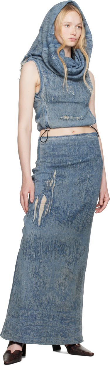 Suknja Diesel Diesel De-Megan-Fsg Distressed Denim Maxi Skirt Plava | A18934 068RQ, 3