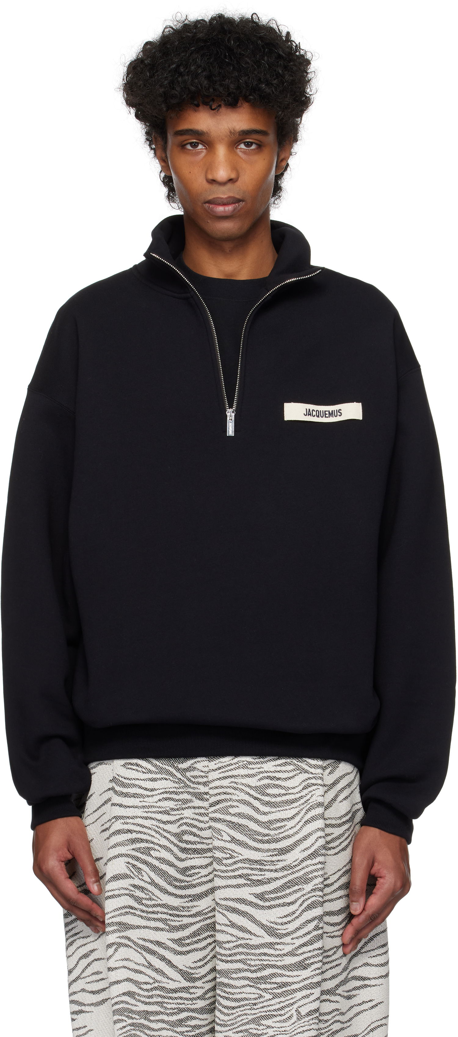 Džemper Jacquemus Jacquemus Gros Grain Zipped Rollneck Sweatshirt Crna | 25E255JS283-2458, 0