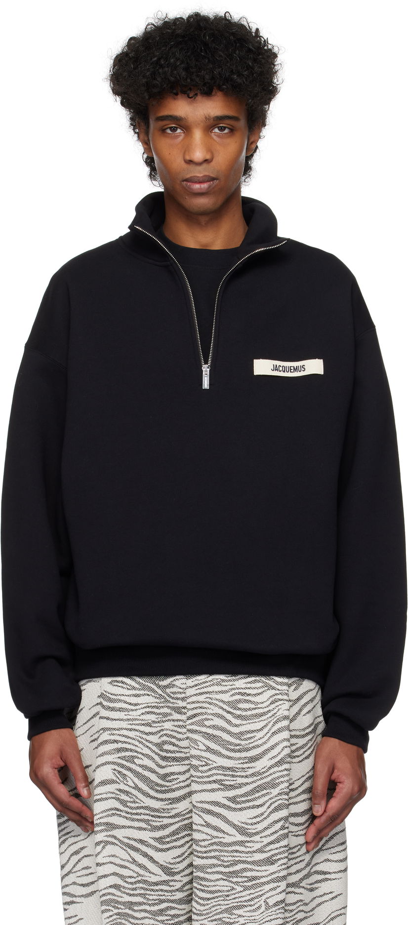 Džemper Jacquemus Jacquemus Gros Grain Zipped Rollneck Sweatshirt Crna | 25E255JS283-2458