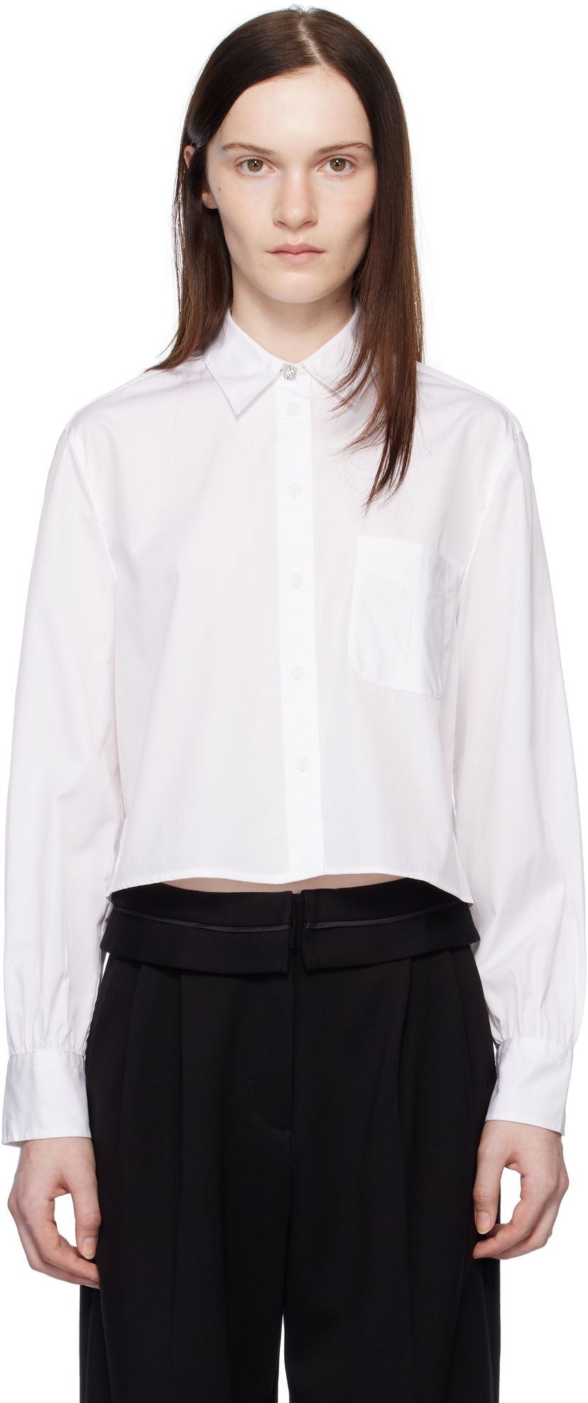 Košulja rag & bone Rag & Bone Maxine Jewel Cropped Shirt Bijela | WAW24HA031CU31