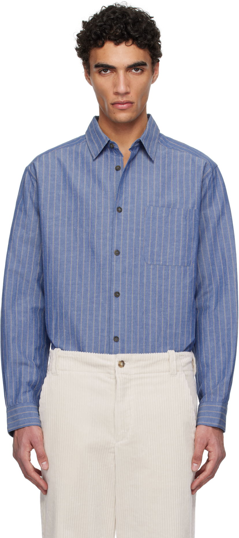Košulja A.P.C. A.P.C. Striped Button-Down Shirt Plava | COHFW-H12532