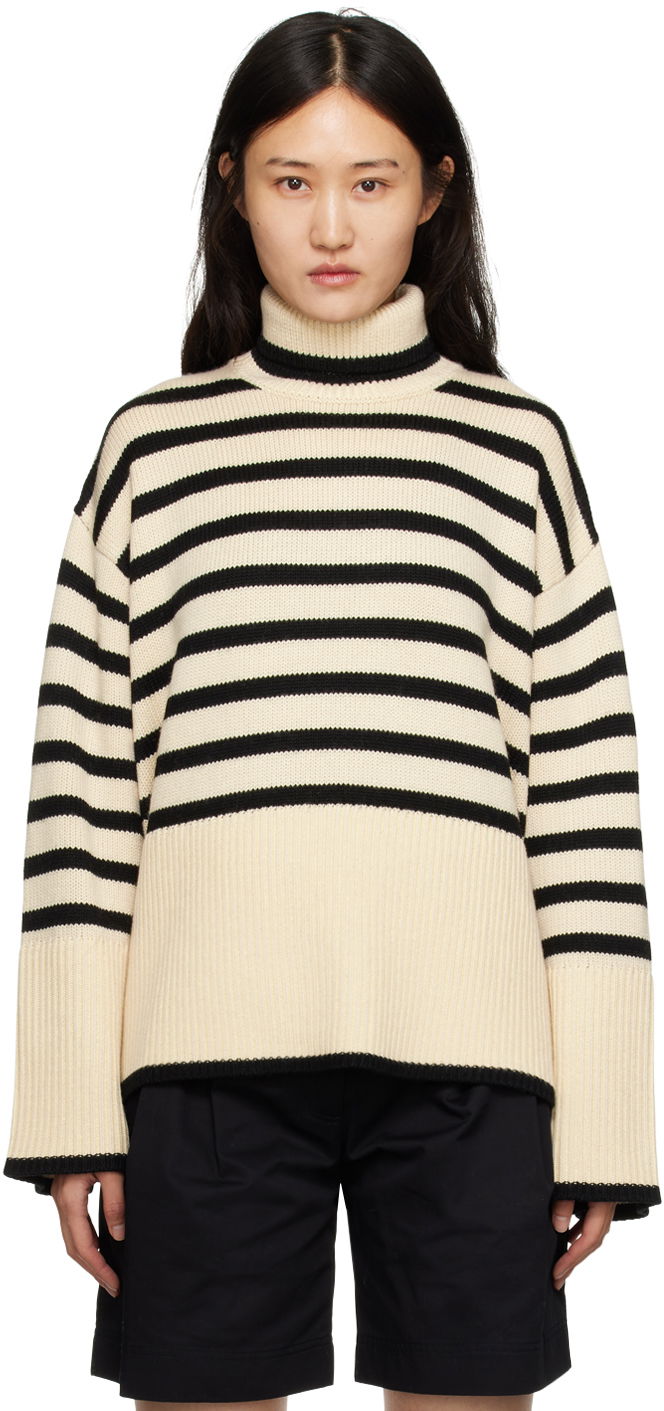 Džemper TOTEME Signature Stripe Turtleneck Sweater Bež | 212-562-758