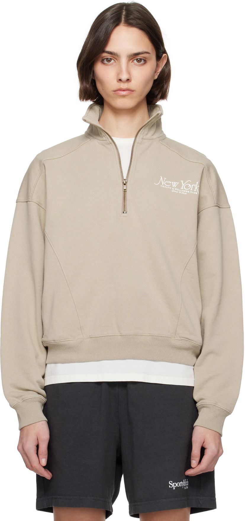 Dukserice Sporty & Rich Sporty & Rich NY 94 Quarter Zip Sweatshirt Bež | ST073622508GY15