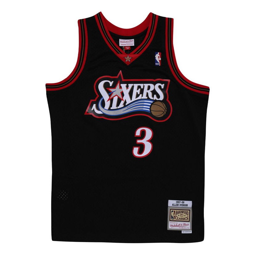 Dres Mitchell & Ness Philadelphia 76ers Hardwood Classics Basketball Jersey Crna | SMJY4160-P7697AIVBLCK
