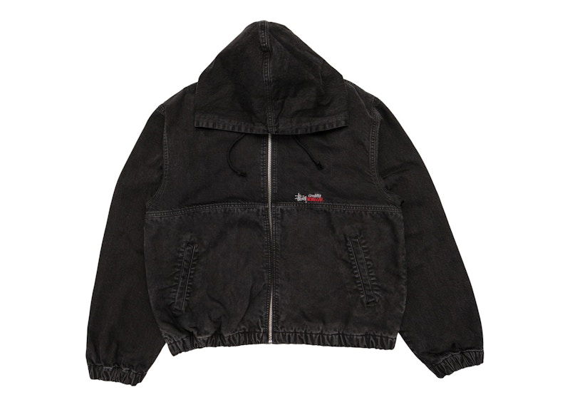 Dukserice Stüssy Work Jacket With Hood Crna | 115689_BLAC