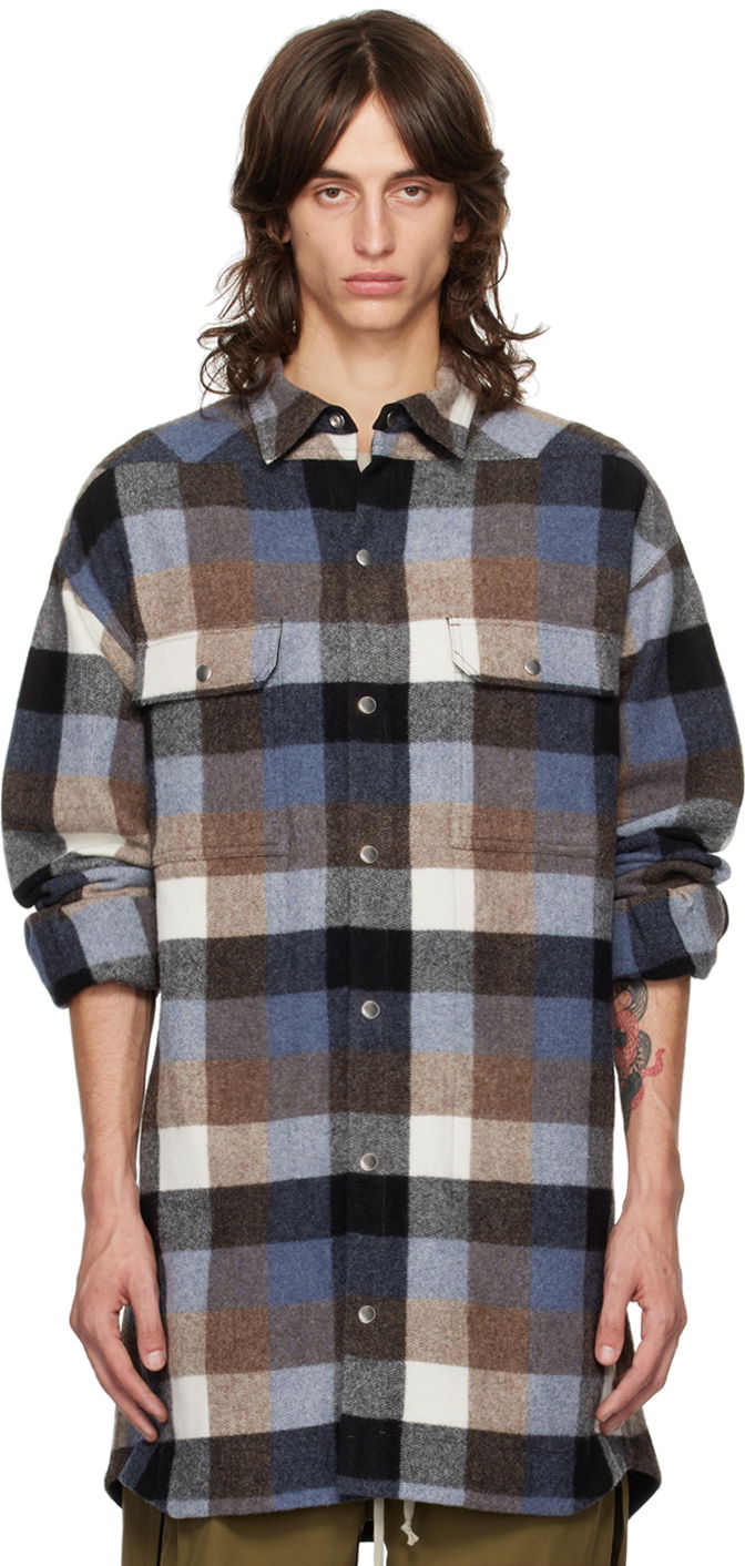 Košulja Rick Owens Blue Porterville Oversized Shirt Crna | RU02D6728 WLDP