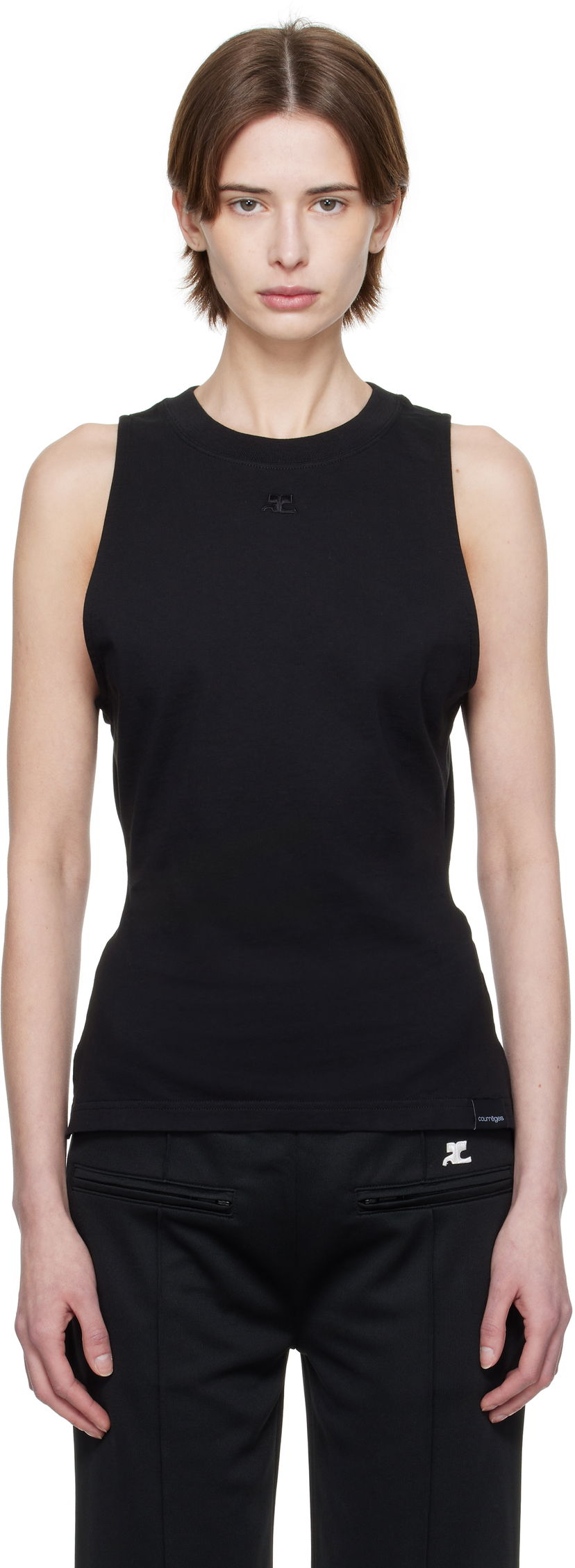 Majica bez rukava Courrèges Courrèges Fitted Tank Top Crna | 125JDE094JS0107