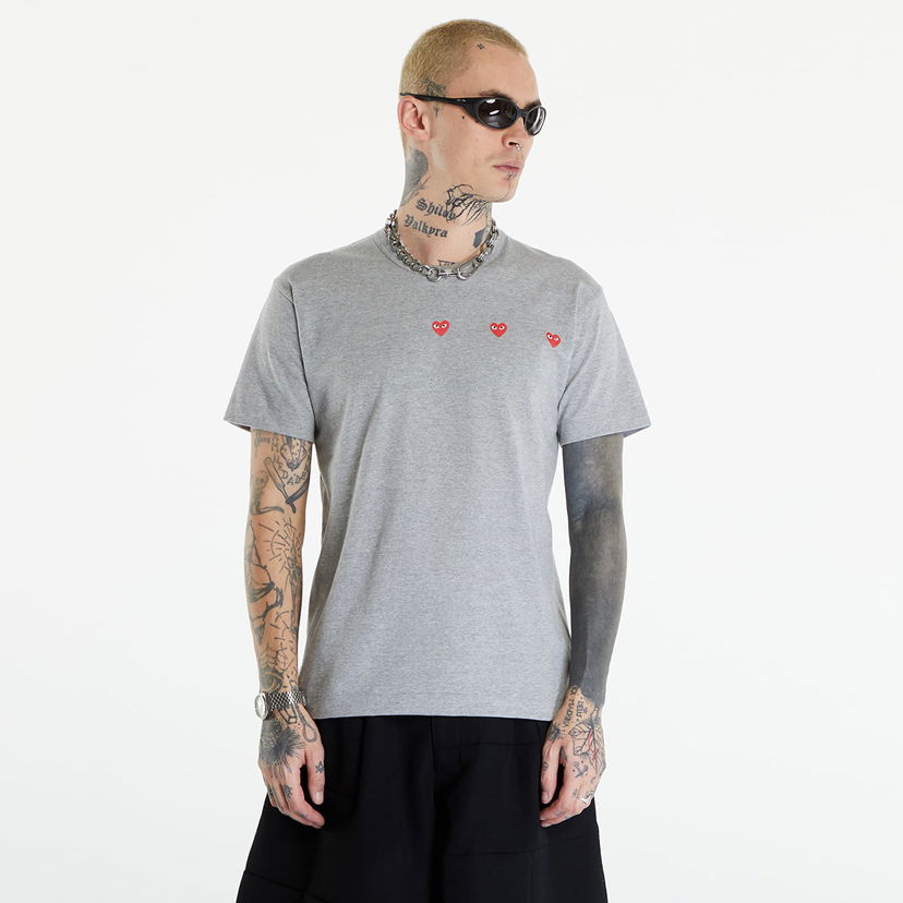 Majica kratkih rukava Comme des Garçons PLAY Short Sleeve Logo Print T-Shirt UNISEX Grey Siva | AXT337 grey