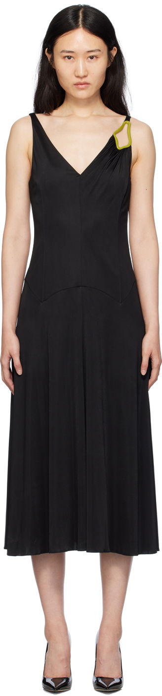 Haljina LANVIN V-Neck Midi Dress Crna | RW-DR0007-4893-P24