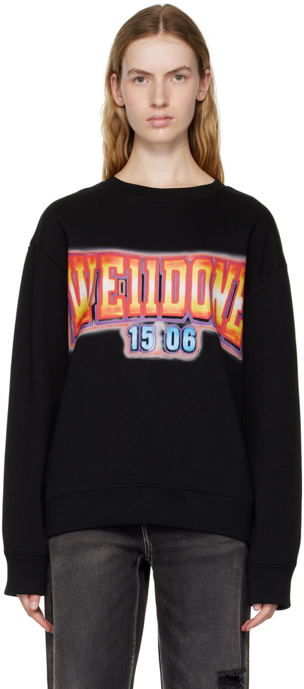 Džemper We11done We11done Crewneck Sweatshirt with Graphic Print Crna | WD-TS3-22-765-U-BK