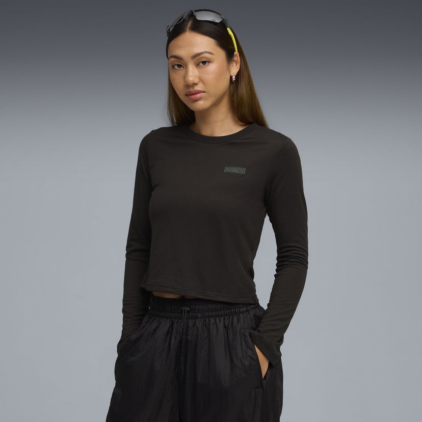 Crop top Puma PUMA x ROSÉ Women's Long Sleeve Cropped T-Shirt Crna | 633805_01