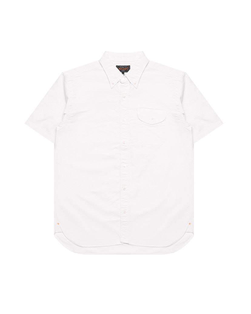 Košulja BEAMS Beams Plus Button-Down Short Sleeve Oxford Shirt Bijela | 38010032139-01