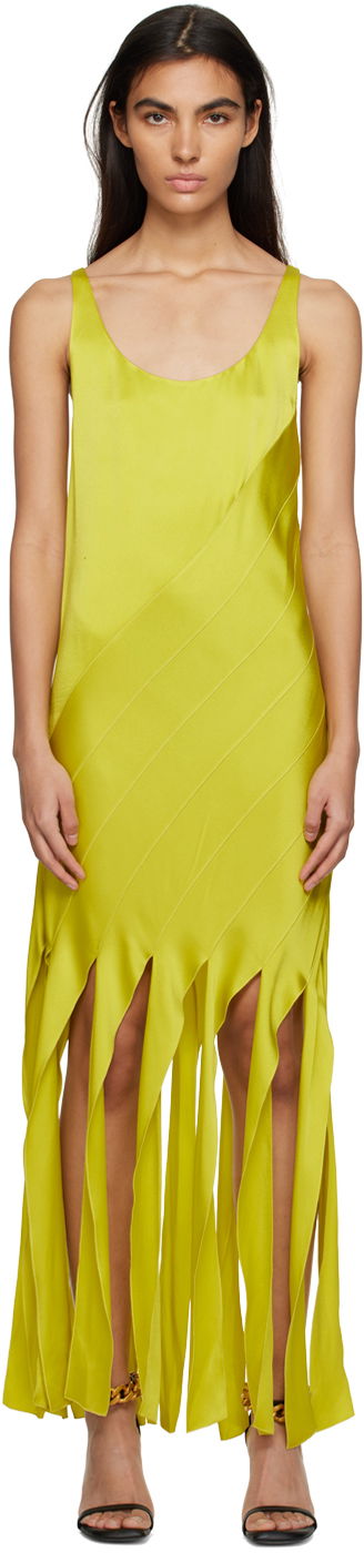 Haljina Stella McCartney Stella McCartney Women's Fringed Maxi Dress Zelena | 6A01473AU309