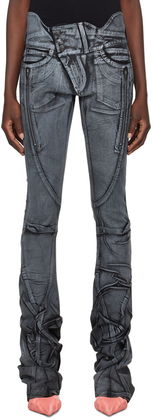 Jeans Ottolinger Ottolinger Trompe-l'œil Printed Skinny Jeans Siva | 1704712