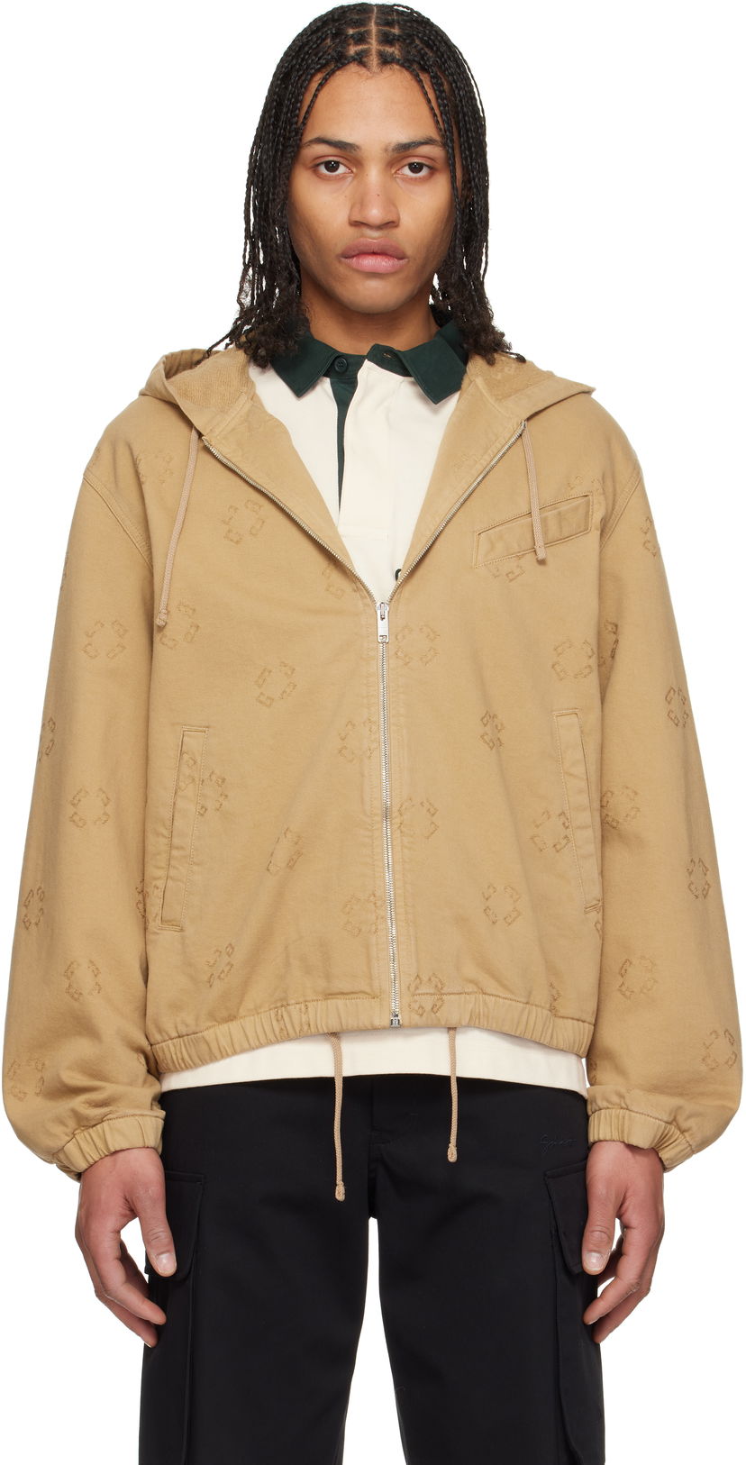 Dukserice Givenchy Givenchy Monogram 72 Zipped Denim Jacket Bež | BM01AA5YC6250