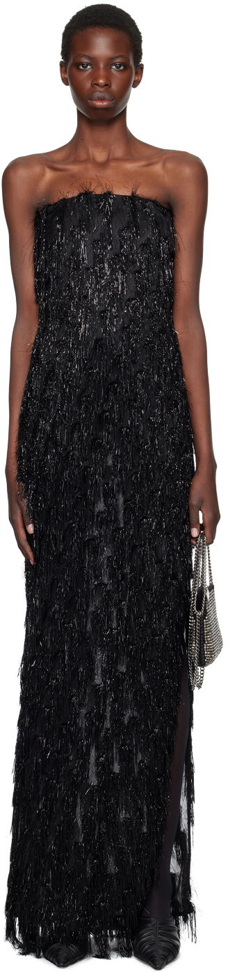 Haljina Stella McCartney Stella McCartney Tinsel Bustier Maxi Dress Crna | 6A04513EJ356