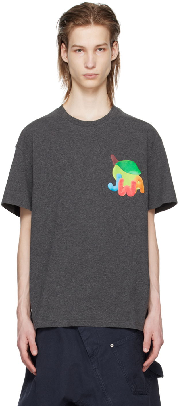 Majica kratkih rukava JW Anderson Gray Lime T-Shirt Siva | JT0229-PG0980