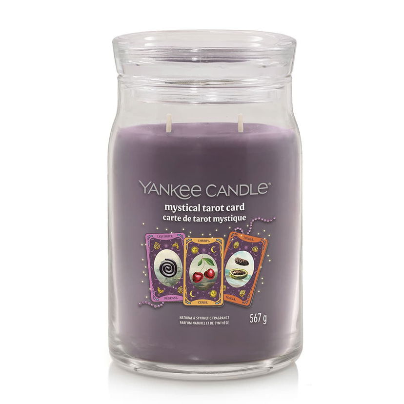 Svijeće Yankee Candle Signature Large Two-Wick Halloween Mystical Tarot Card Jar Candle with Licorice Cherry Tonka Scent Ljubičasta | 43492