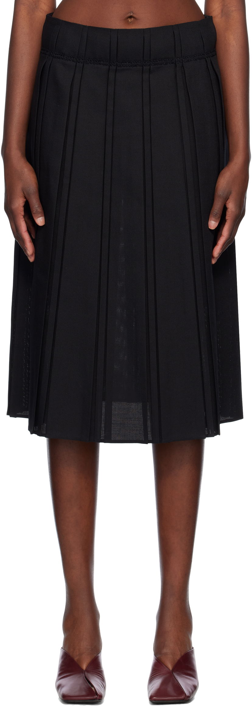 Suknja Jil Sander Jil Sander Pleated Midi Skirt Crna | J02MA0256_J40217